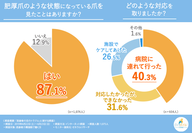 アンケート結果：肥厚爪のような状態になっている爪を見たことはありますか？